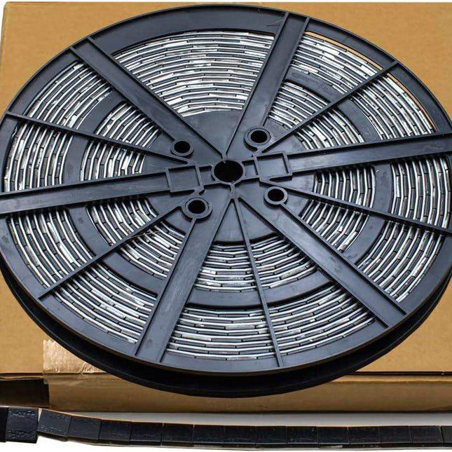 A2Z-350-RB - 1/4 oz Black Steel Adhesive Wheel Weight Roll of 715 - White Tape - A2Z Tire Supplies