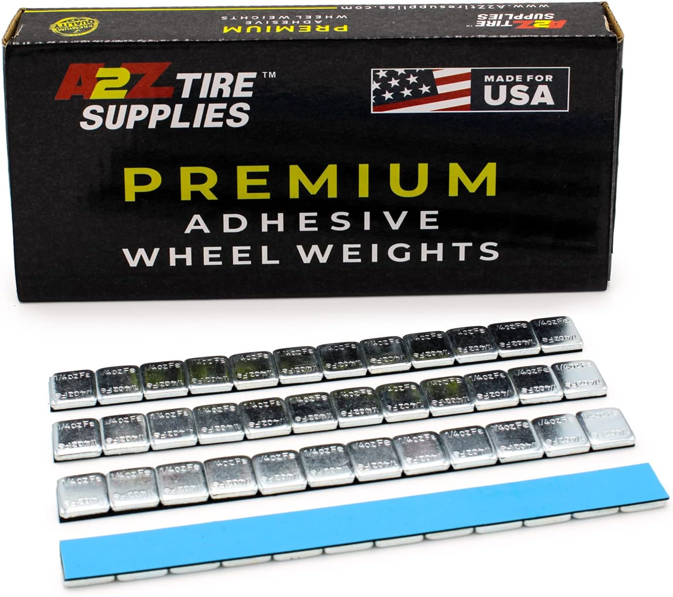 A2Z Tire Supplies 360 pcs Zinc Plated FE Low Profile Adhesive Wheel Weight 1/4oz Segments 30 Strips 6 Lbs for Car, SUV, Truck Specially Made for US Market