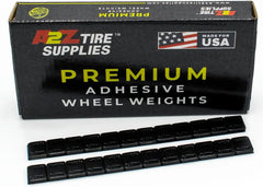 A2Z-367-FEB - 1/4 oz Black Steel Adhesive Wheel Weights Box of 360 - Blue Tape - A2Z Tire Supplies