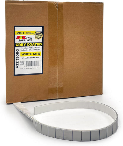 1/4 oz (715 PCS) ROLL - Gray Coated Low Profile Steel Adhesive Stick-on Wheel Weights – (White Tape) - a2ztiresupplies