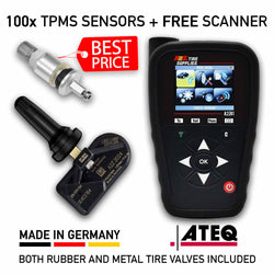 100 PCS A2Z2024 Dual-Band Universal TPMS Sensors + 1 ATEQ DT-41 Programming Tool