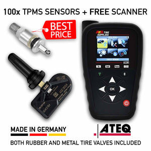 100 PCS A2Z2024 Dual-Band Universal TPMS Sensors + 1 ATEQ DT-41 Programming Tool