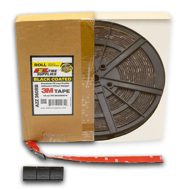 1/4 oz Black Coated Low Profile Adhesive Wheel Weights - 3M Tape, Roll of 715 Segments