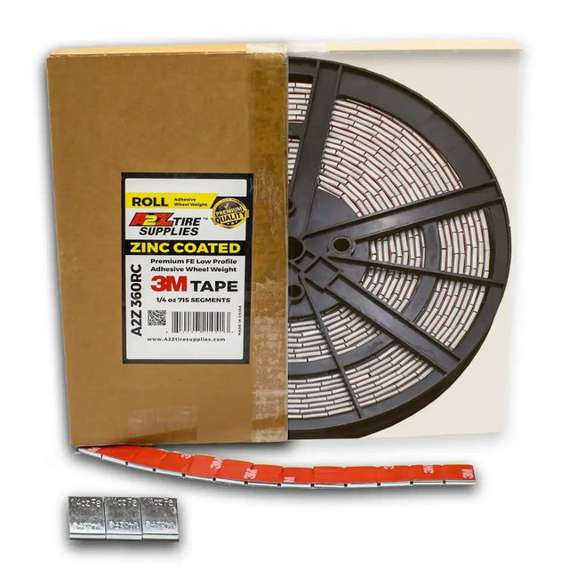 1/4 oz Zinc Plated Low Profile Adhesive Wheel Weights - 3M Tape, Roll of 715 Segments