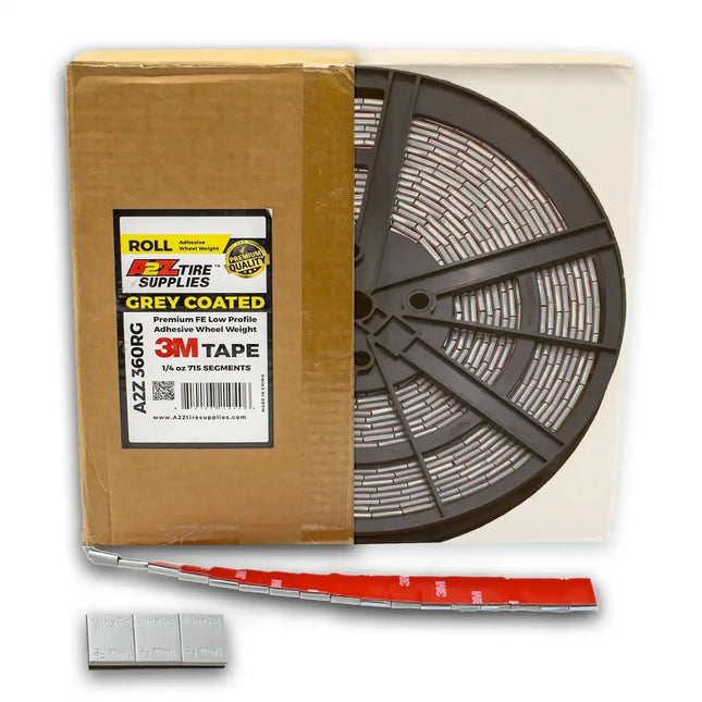 A2Z-360-RG - 1/4 oz Gray Steel Adhesive Wheel Weight Roll of 715 - 3M™ Tape - A2Z Tire Supplies
