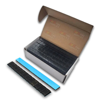 A2Z-365B - 1/4 oz Black Steel Adhesive Wheel Weights Box of 960 - Blue Tape - A2Z Tire Supplies