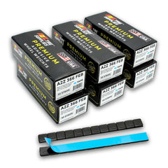 A2Z-366-FEB-M - 1/4 oz Black Steel Adhesive Wheel Weights Box of 3600 - Blue Tape - A2Z Tire Supplies