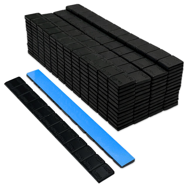 1/4-oz Black Coated Steel Adhesive Wheel Weights - Blue Tape, 50 Strips / 600 Segments
