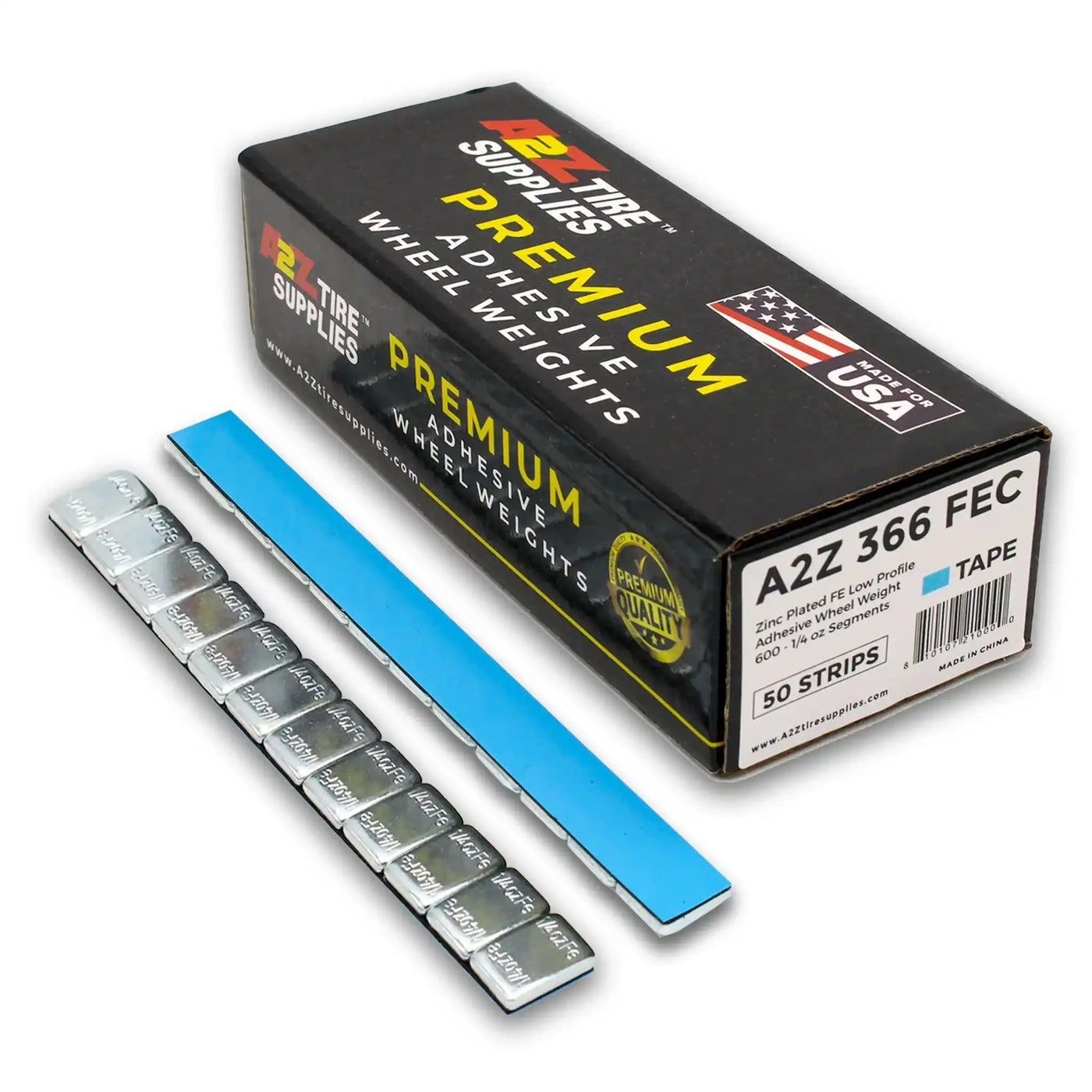 1/4 oz Zinc Plated Steel Adhesive Wheel Weights - Blue Tape, 50 Strips / 600 Segments, alternate view