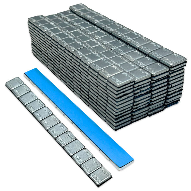 1/4 oz Zinc Plated Steel Adhesive Wheel Weights - Blue Tape, 50 Strips / 600 Segments