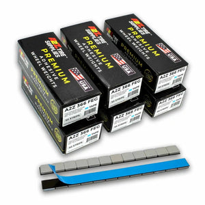 (3,600 PCS)  1/4 oz - Gray Coated - Low Profile Steel Adhesive Wheel Weights - Easy Peel - 54 lb box - 300 Strips (Blue Tape)