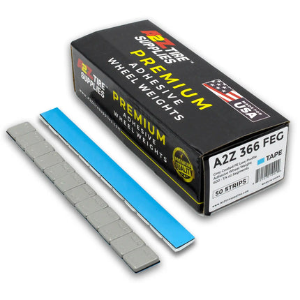 A2Z-366-FEG - 1/4 oz Gray Steel Adhesive Wheel Weights Box of 600 - Blue Tape - A2Z Tire Supplies