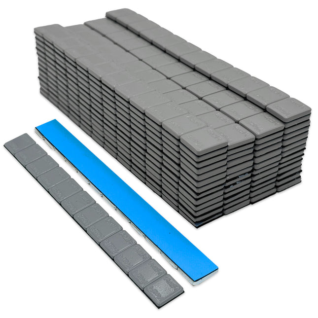 1/4-oz Gray Coated Steel Adhesive Wheel Weights - Blue Tape, 50 Strips / 600 Segments