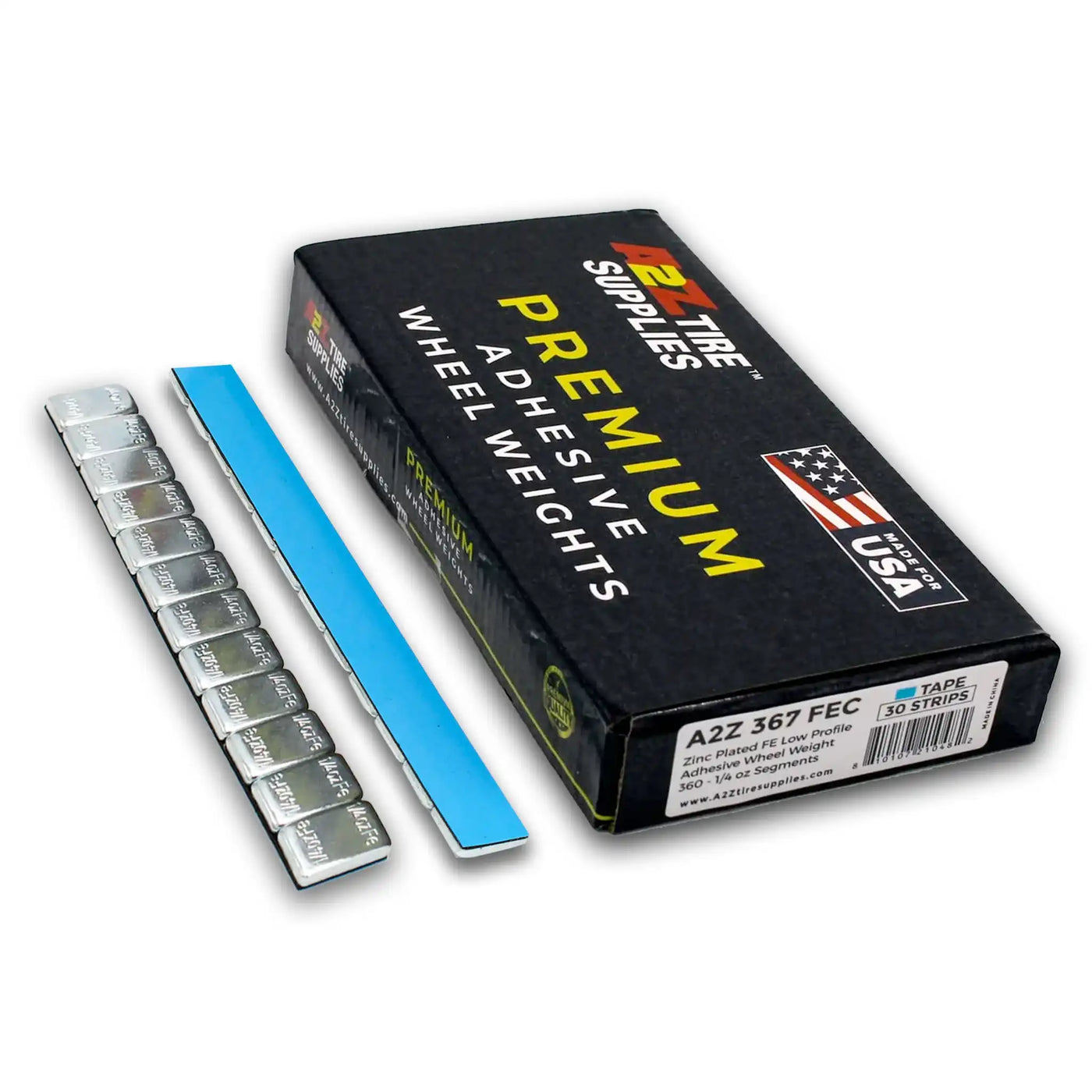 1/4 oz Zinc Plated Steel Adhesive Wheel Weights - Blue Tape, 30 Strips / 360 Segments, alternate view