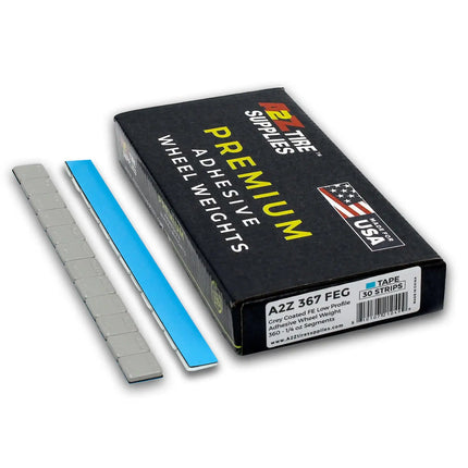 A2Z-367-FEG - 1/4 oz Gray Steel Adhesive Wheel Weights Box of 360 - Blue Tape - A2Z Tire Supplies