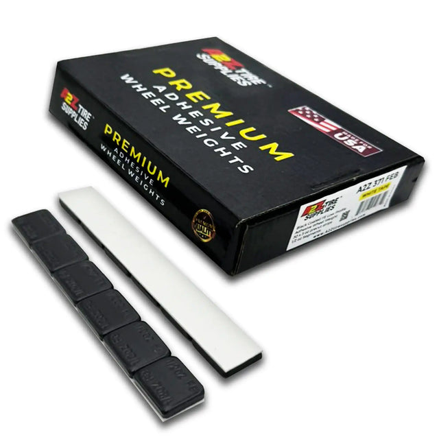 1/2 oz Black Coated Steel Adhesive Wheel Weights - White Tape, 30 Strips / 180 Segments