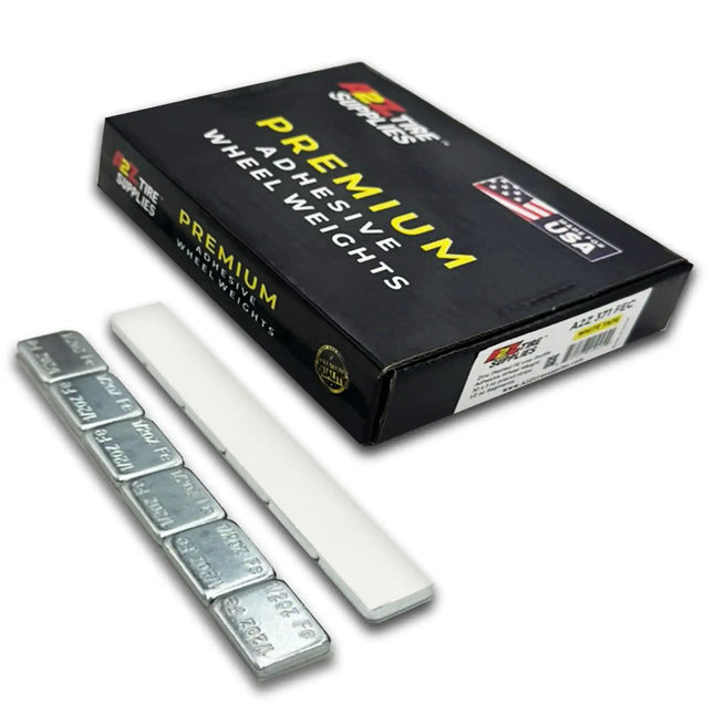 A2Z-371-FEC - 1/2 oz Steel Adhesive Wheel Weights Box of 180 - White Tape - A2Z Tire Supplies