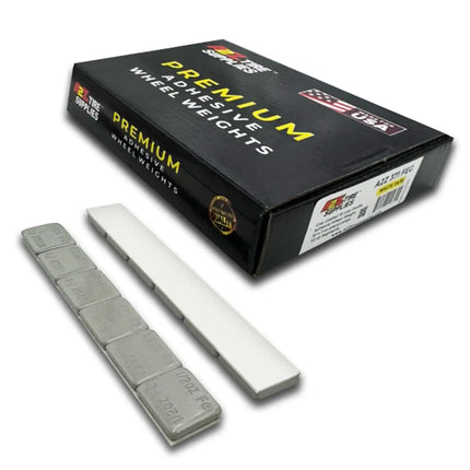 A2Z-371-FEG - 1/2 oz Gray Steel Adhesive Wheel Weights Box of 180 - White Tape - A2Z Tire Supplies