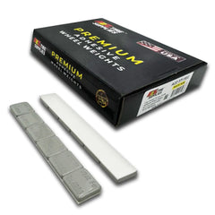 A2Z-371-FEG - 1/2 oz Gray Steel Adhesive Wheel Weights Box of 180 - White Tape - A2Z Tire Supplies