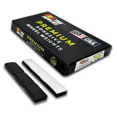 A2Z-373-FEB - 1 oz Black Steel Adhesive Wheel Weights Box of 90 - White Tape - A2Z Tire Supplies