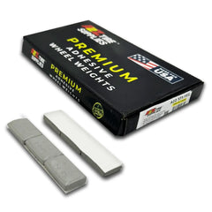 A2Z-373-FEG - 1 oz Gray Steel Adhesive Wheel Weights Box of 90 - White Tape - A2Z Tire Supplies