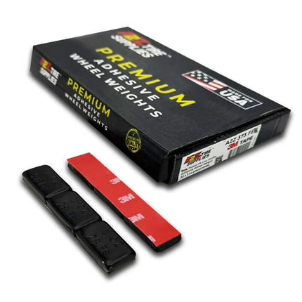 A2Z-374-FEB - 1 oz Black Steel Adhesive Wheel Weights Box of 90 - 3M™ Tape - A2Z Tire Supplies