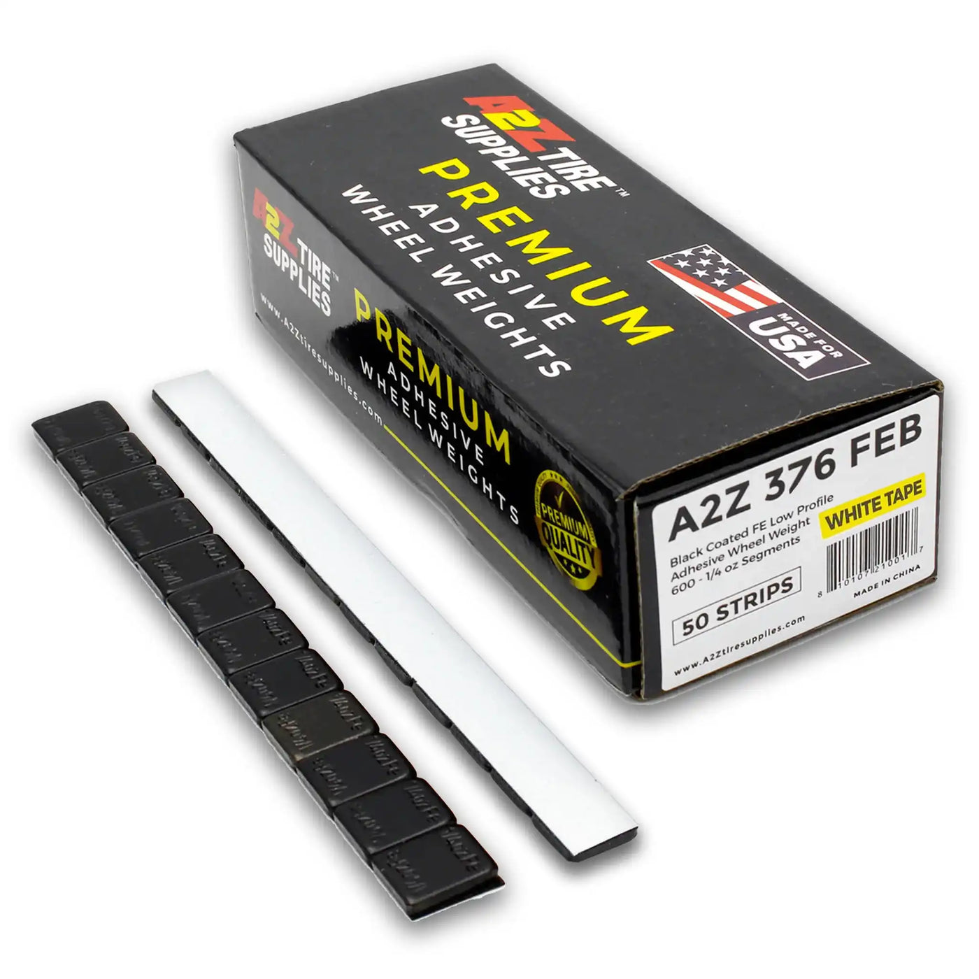 1/4 oz Black Coated Steel Adhesive Wheel Weights - White Tape, 50 Strips / 600 Segments, alternate view
