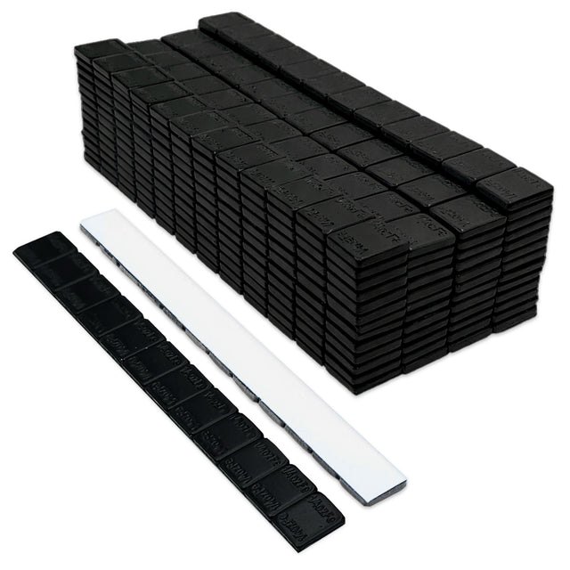 1/4 oz Black Coated Steel Adhesive Wheel Weights - White Tape, 50 Strips / 600 Segments