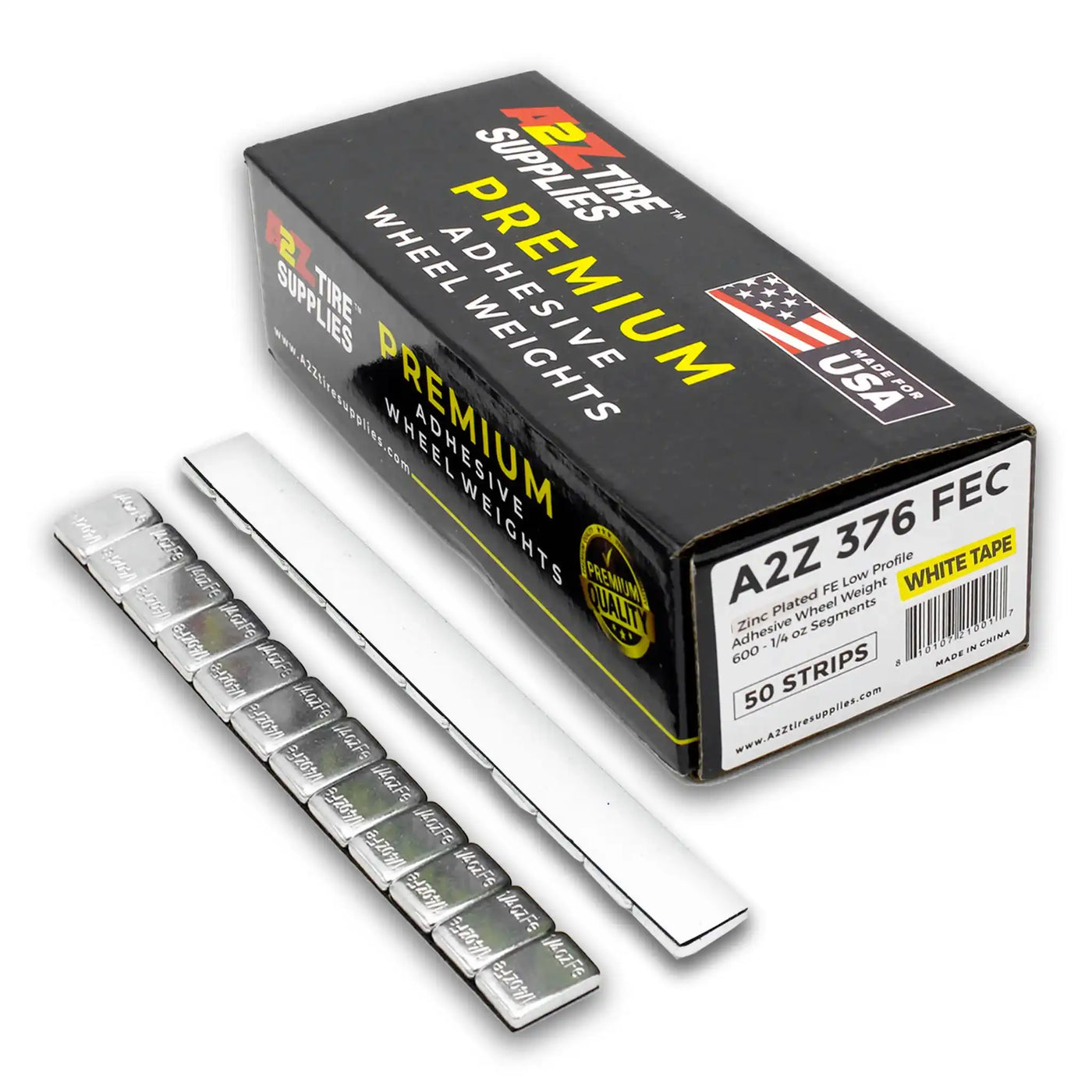 1/4 oz Zinc Plated Steel Adhesive Wheel Weights - White Tape, 50 Strips / 600 Segments, alternate view
