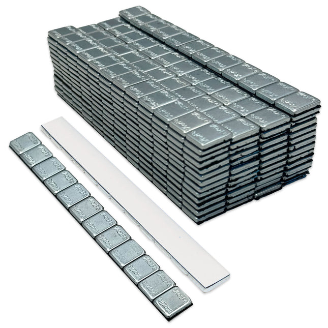 1/4-oz Zinc Plated Steel Adhesive Wheel Weights - White Tape, 50 Strips / 600 Segments