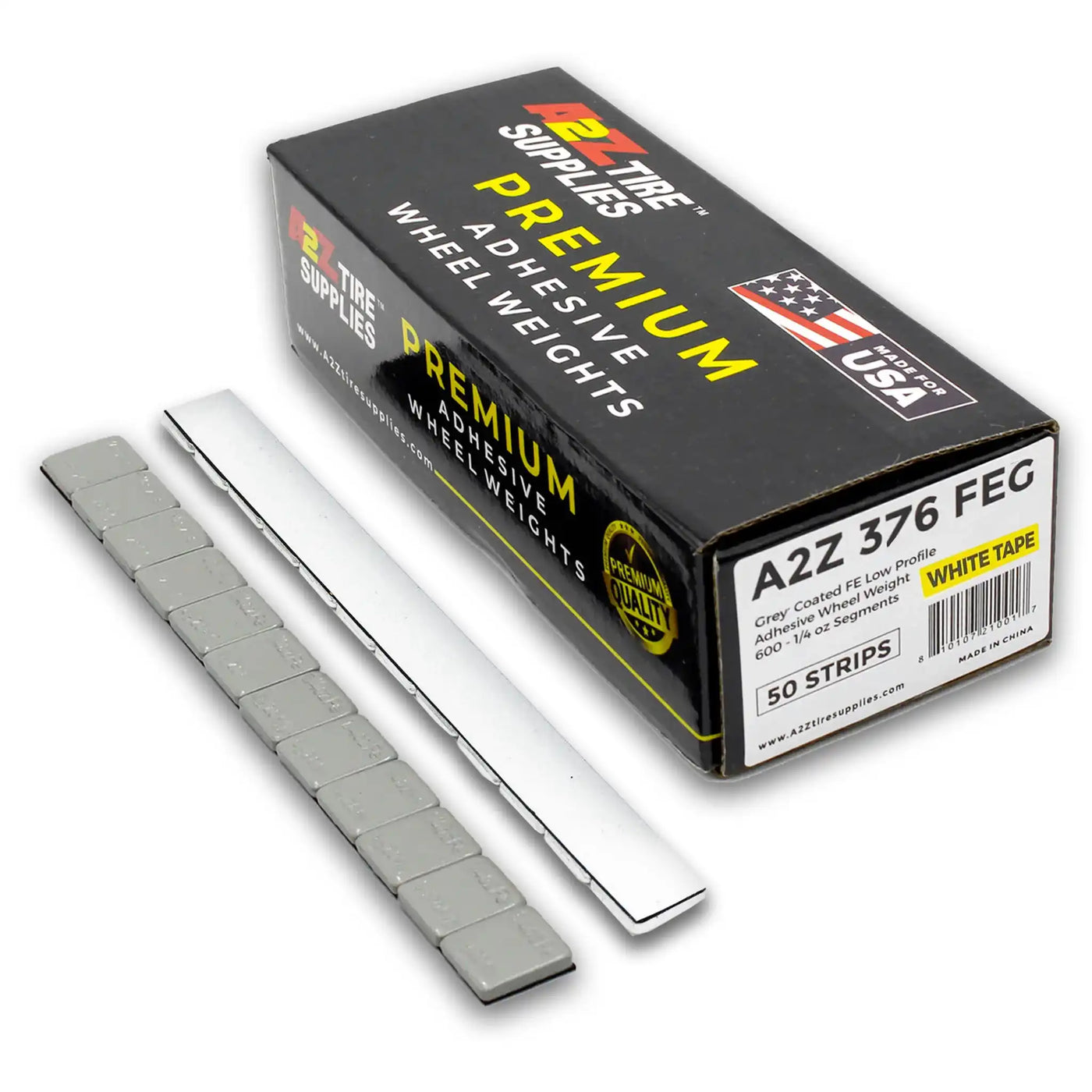 1/4 oz Gray Coated Steel Adhesive Wheel Weights - White Tape, 50 Strips / 600 Segments, alternate view