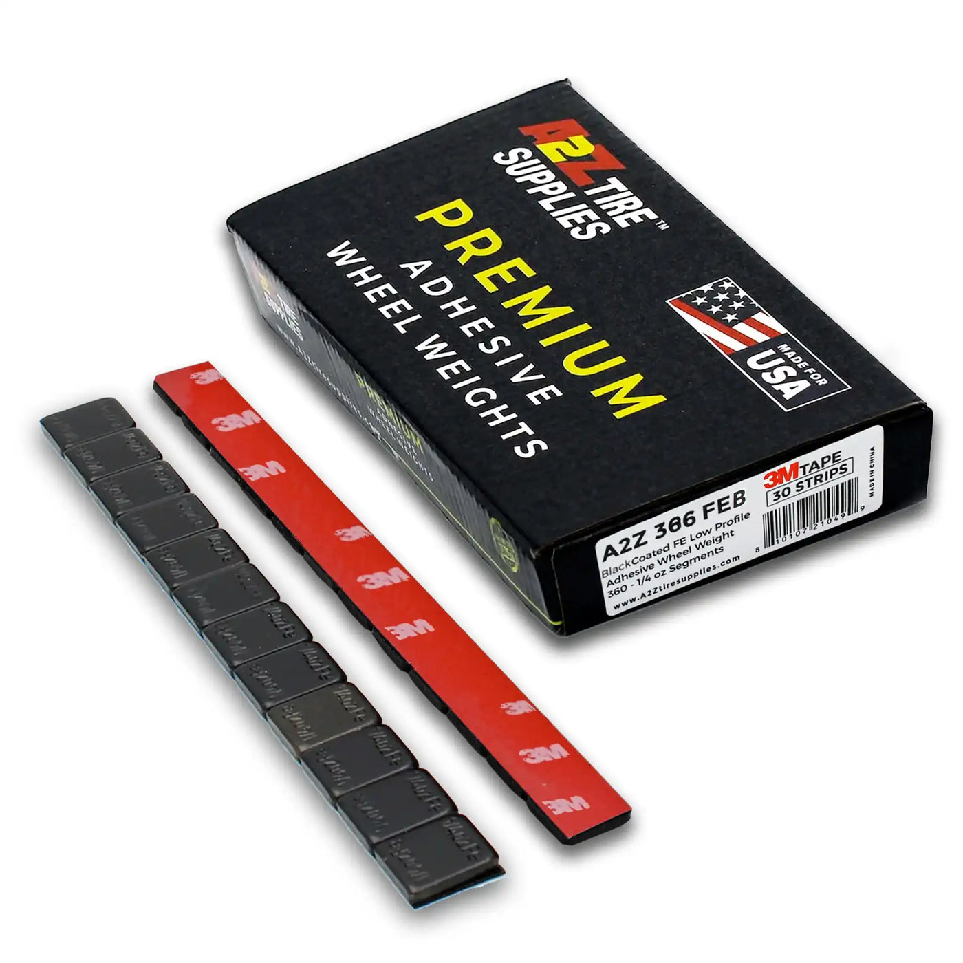 1/4 oz Black Coated Steel Adhesive Wheel Weights - 3M Tape, 30 Strips / 360 Segments, alternate view