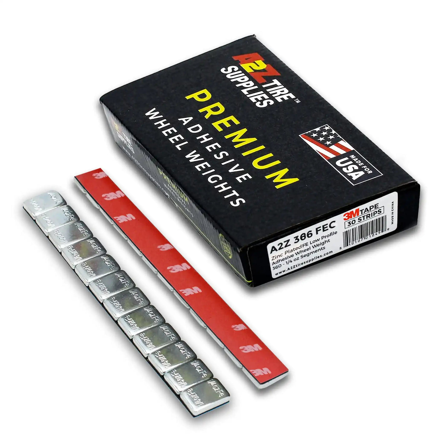 1/4 oz Zinc Plated Steel Adhesive Wheel Weights - 3M Tape, 30 Strips / 360 Segments, alternate view