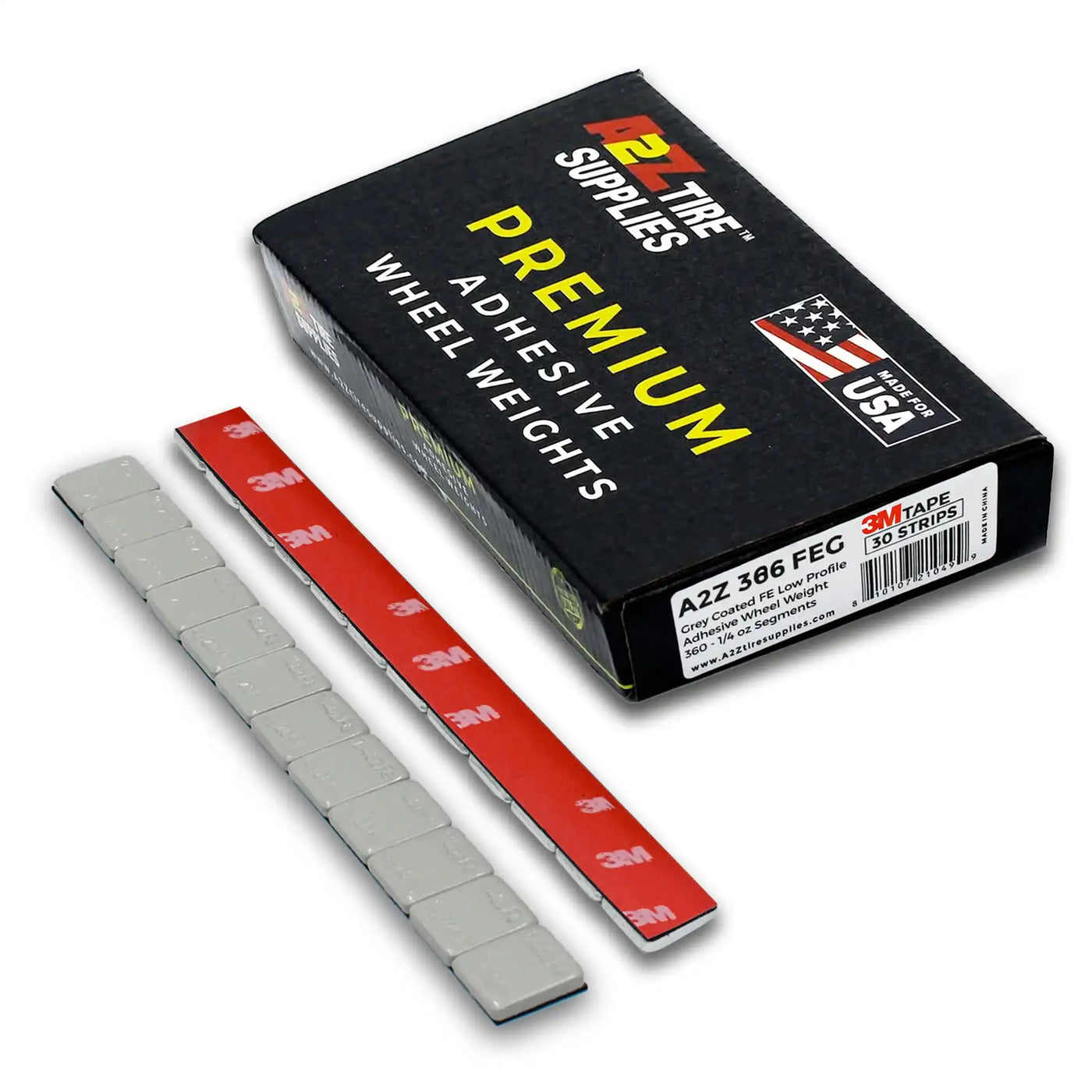 1/4 oz Gray Coated Steel Adhesive Wheel Weights - 3M Tape, 30 Strips / 360 Segments, alternate view