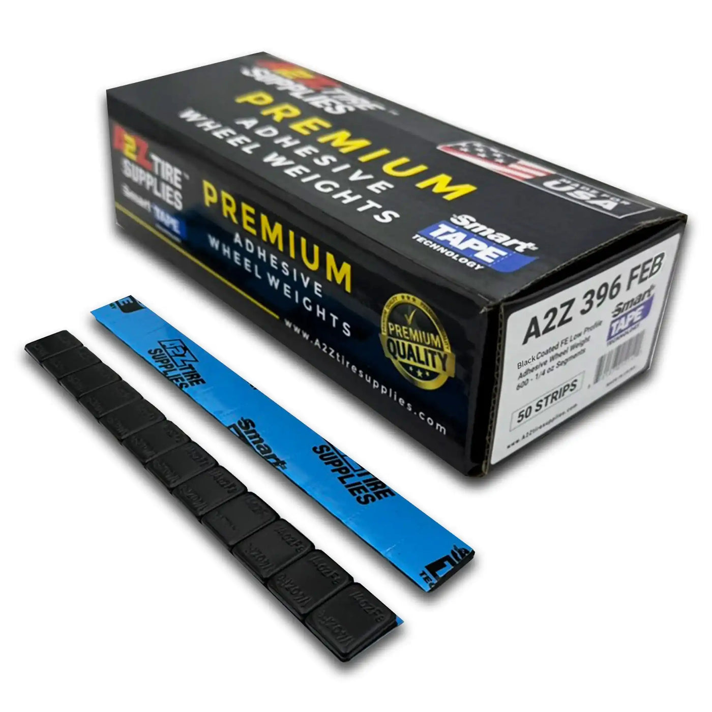 1/4 oz Black Coated Steel Adhesive Wheel Weights - Smart Tape, 50 Strips / 600 Segments, alternate view