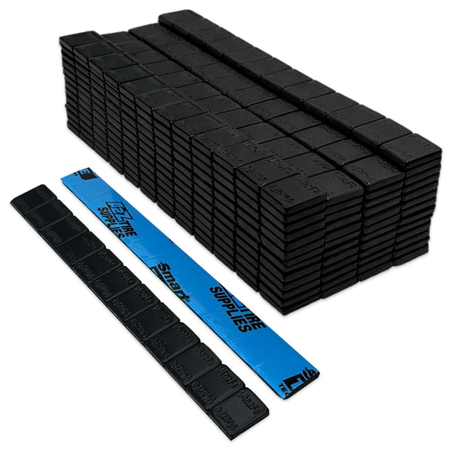 1/4 oz Black Coated Steel Adhesive Wheel Weights - Smart Tape, 50 Strips / 600 Segments