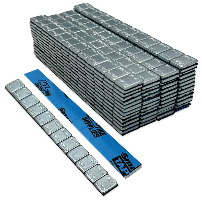 1/4-oz Zinc Plated Steel Adhesive Wheel Weights - Smart Tape, 50 Strips / 600 Segments