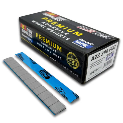 A2Z-396-FEG - 1/4 oz Gray Steel Adhesive Wheel Weights Box of 600 - Smart Tape - A2Z Tire Supplies