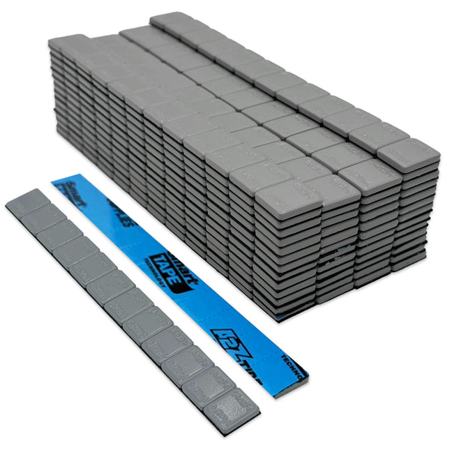 1/4-oz Gray Coated Steel Adhesive Wheel Weights - Smart Tape, 50 Strips / 600 Segments