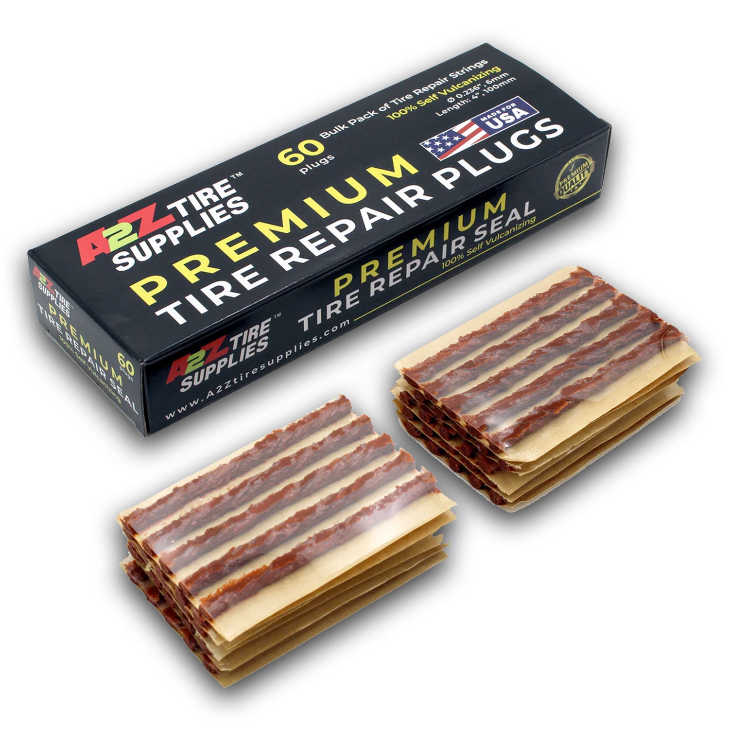 A2Z-405, 4" Self-Vulcanizing tire String inserts for tire puncture repair, made to US standards