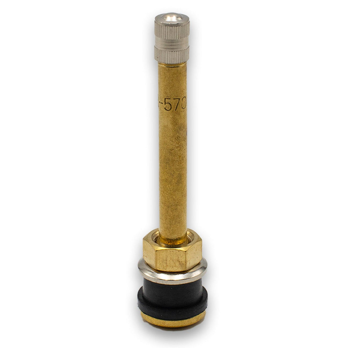 570 Brass Clamp-in 3.125" Straight Truck Valve for Tubeless Tires - Fits 0.625" Hole - TR570