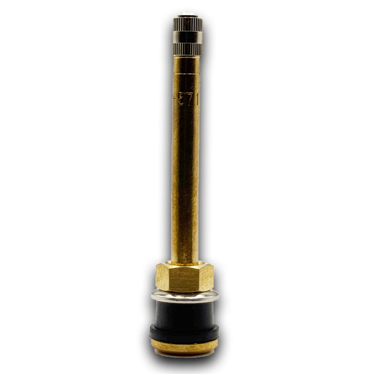 571 Brass Clamp-in 3.375" Straight Truck Valve for Tubeless Tires - Fits 0.625" Hole - TR571