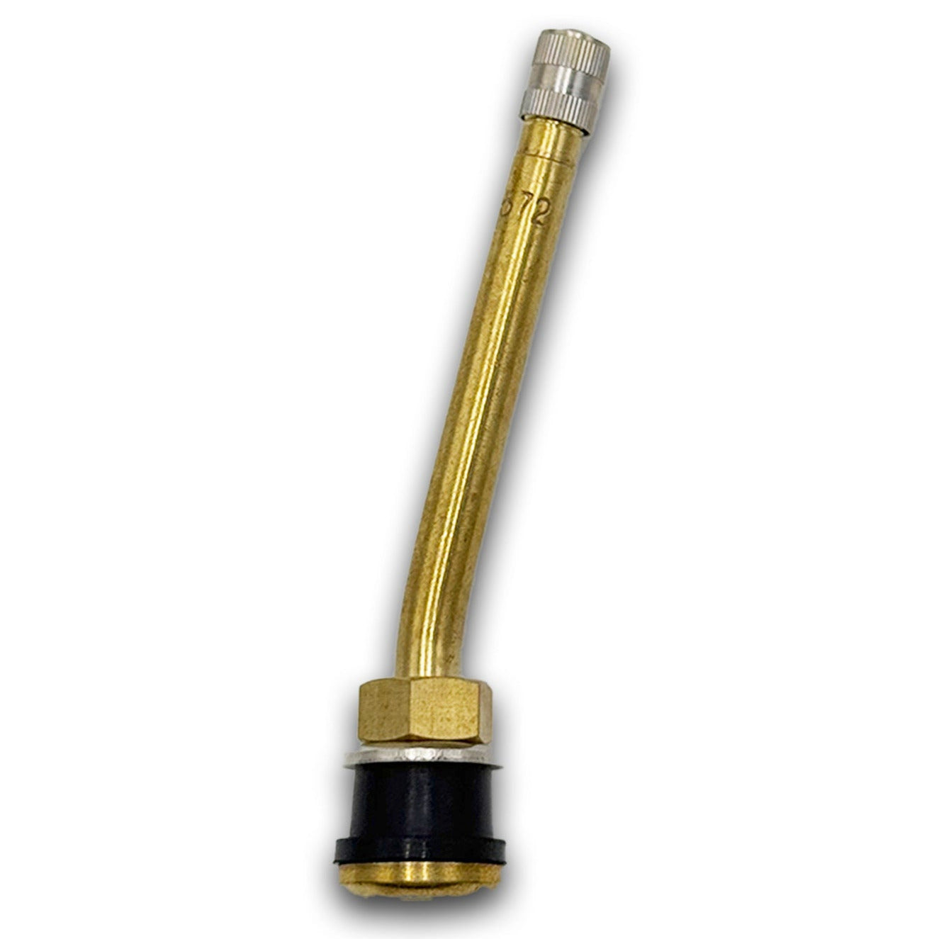 572-13 Brass Clamp-in 3.75" Tubeless Truck Valve Fits 0.625" Hole - 13° Bend - TR572-13