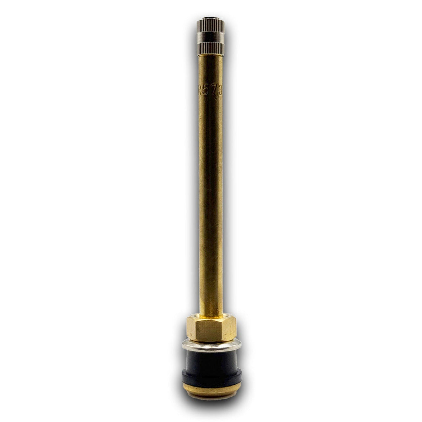 573 Brass Clamp-in 4.375" Straight Truck Valve for Tubeless Tires - Fits 0.625" Hole - TR573