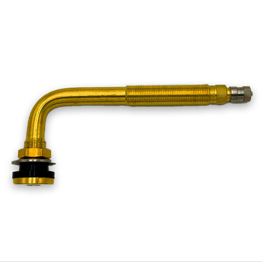 A2Z-622A-1 622A Brass Air Liquid Tractor/Grader 6.25" Tubeless Valve for 0.625" Hole - 90° Bend-TR622A - A2Z Tire Supplies