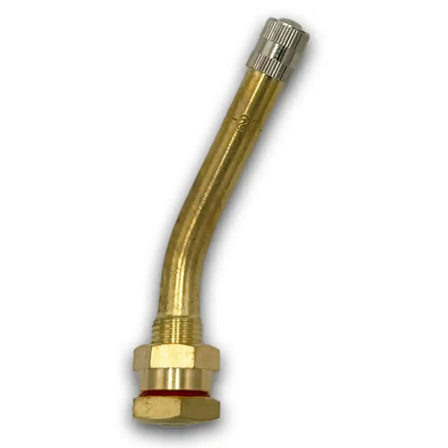 A2Z-70MS-27-1 - 70MS-27 Brass 2.56" O-Ring Truck Valve for Steel 0.382" Hole Wheels | 27° Bend | V3-20-5 - A2Z Tire Supplies