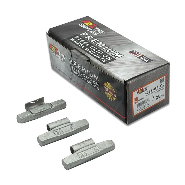 A2Z-FNFE-35G - FN Profile 35g Steel Clip-on Wheel Weights Box of 25 - A2Z Tire Supplies