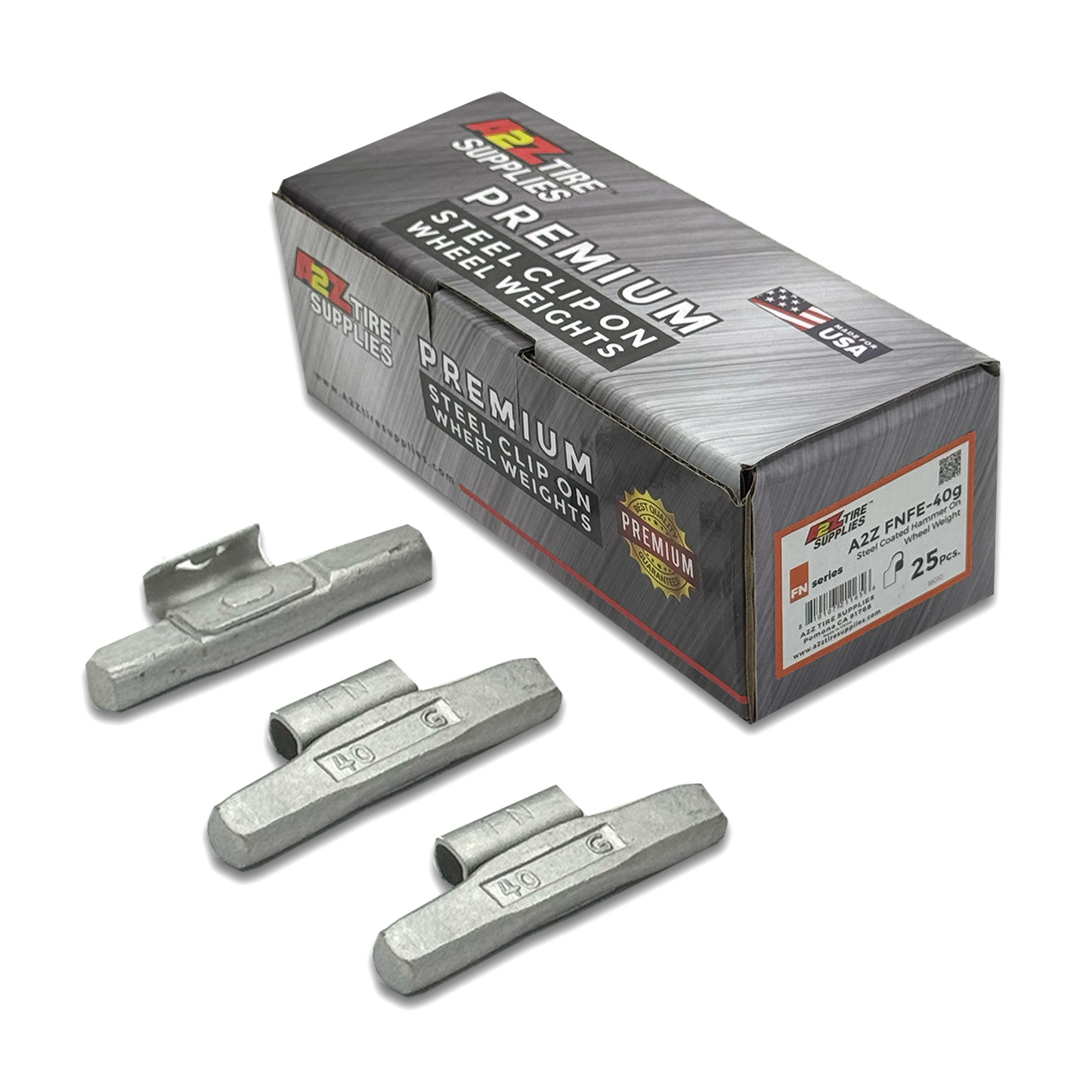 FN Series 40g Steel Hammer-On Wheel Weights (Box of 25) - a2ztiresupplies