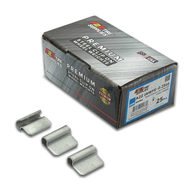A2Z-IAWFE-0.25 - IAW Profile 0.25 oz Steel Clip-on Wheel Weights Box of 25 - A2Z Tire Supplies