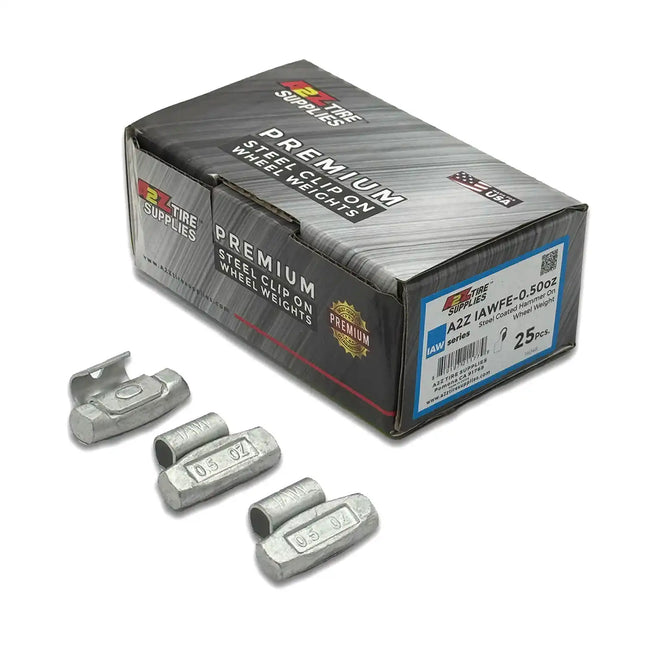 A2Z-IAWFE-0.50 - IAW Profile 0.50 oz Steel Clip-on Wheel Weights Box of 25 - A2Z Tire Supplies